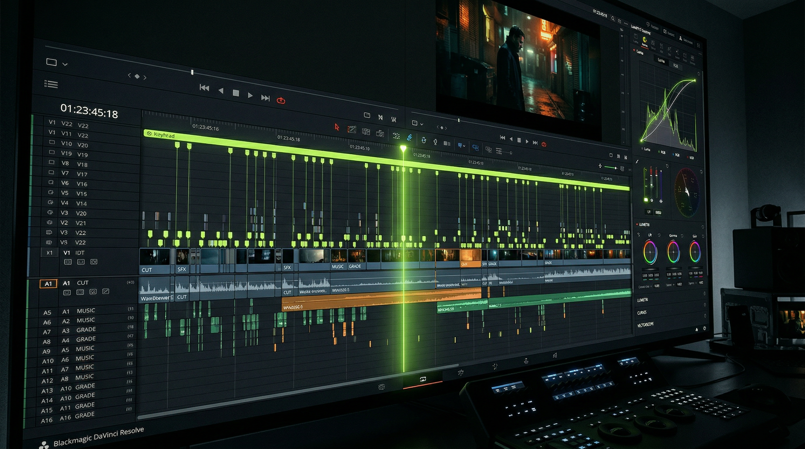 DaVinci Resolve color grading timeline from a Prymo Studio edit